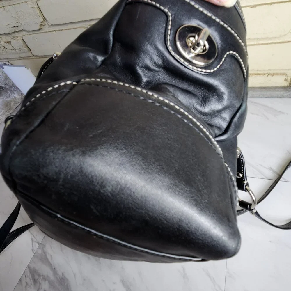 Euc Vintage Coach Gallery Y2K Black Leather Shoulder Bag Tote Purse c